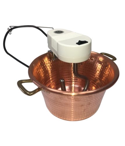 Real copper pot with electric mixer